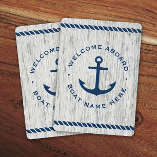 Baralho Welcome aboard boat name anchor rope driftwood