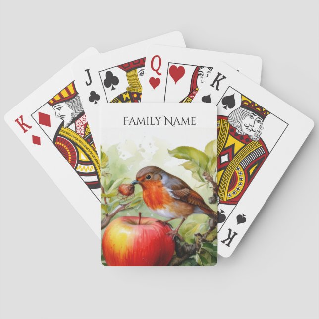Baralho  Whimsical Bird & Apple Delight Playing Cards (Verso)