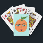 Baralho Whimsical Orange Funny Face PERSONALIZAR TI<br><div class="desc">Personalize com seu nome ou iniciais. Verifique meu compro para frutas e padrões mais divertidos!</div>