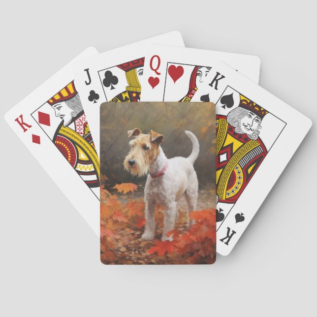 Baralho Wirefox Terrier em Folhas Caídas de Outono Inspira (Verso)