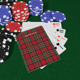 Baralho Xadrez Stewart Tartan Vermelho e Verde Rústico