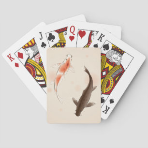 Baralho Yin Yang Koi pesca na pintura oriental do estilo