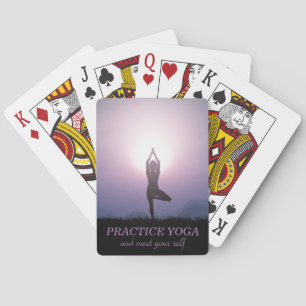 Baralho Yoga Preto Roxo Vrksasana Postura da Árvore