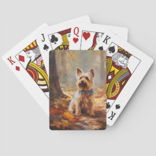 Baralho Yorkshire Terrier em Autumn Leaves Cai Inspire