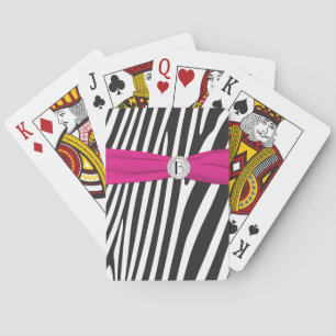 Baralho Zebra branca preta cor-de-rosa cartões de jogo