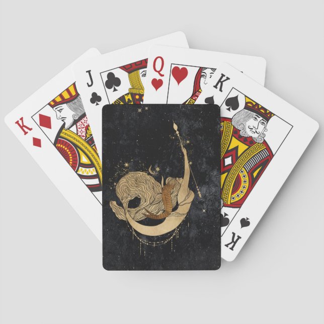 Baralho Zodiac Goddese | Astrologia de Capricórnio Dourado (Verso)