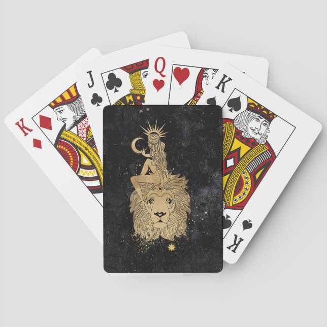 Baralho Zodiac Goddese | Astrologia de Leão Dourado Cósmic (Verso)