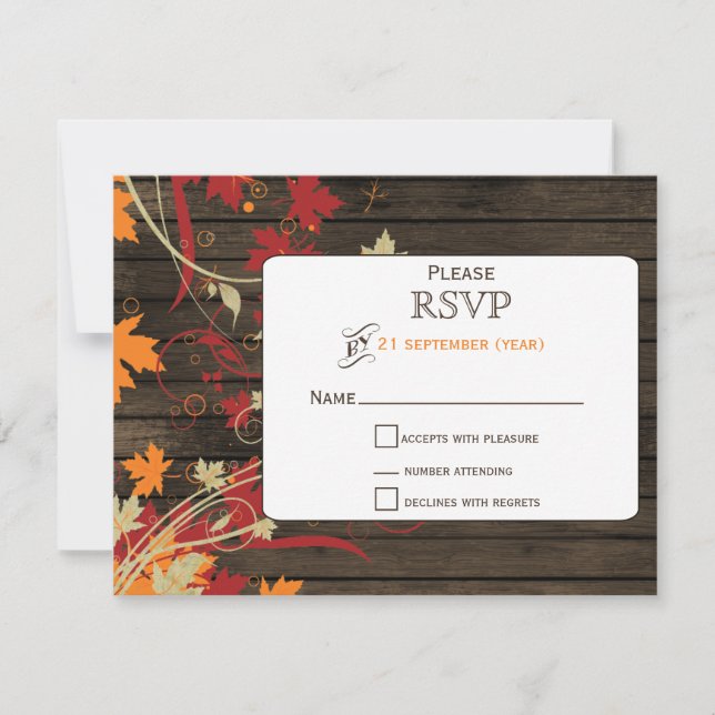 Barão Wood Rustic Fall Sai do Casamento Rsvp (Frente)
