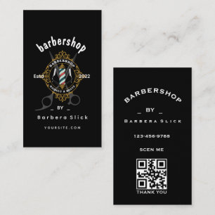 Barbearia Clássica Cartão de visita no sentido inv
