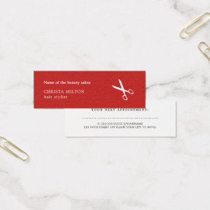 Barbeiro vermelho e branco minimalista da nomeaç