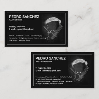 Barber Hairstylist Cartão de visita bilíngue espan
