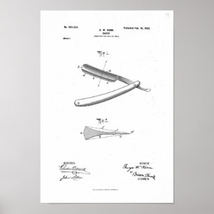 Barber Razor Patent Poster Trabalho de arte