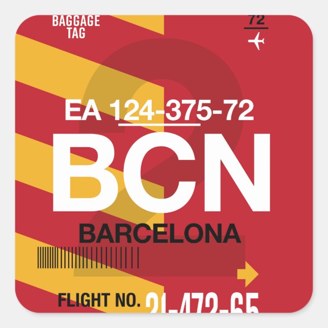 Barcelona - Adesivos Quadrados de Viagem (Frente)