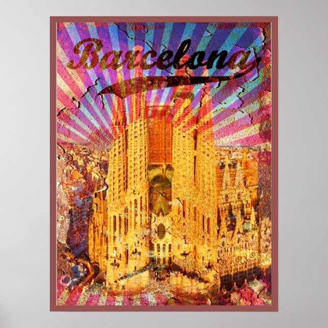 Barcelona, Espanha, Poster vintage (Frente)