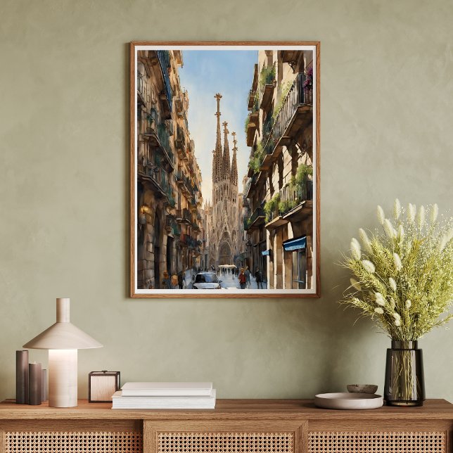 Barcelona Sagrada De Familia Poster de Arte Modern (Barcelona Sagrada De Familia Modern Art Poster)