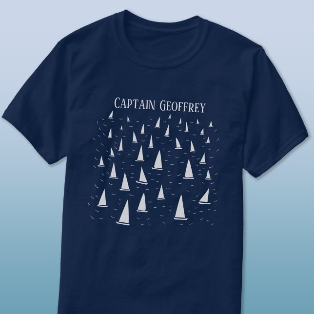 Barco à vela Capitão T-Shirt Personalizado (Sailing boat personalized Captain name t-shirt for sailors)