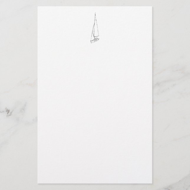 Barco à vela. Desenho em preto e branco. (Frente)