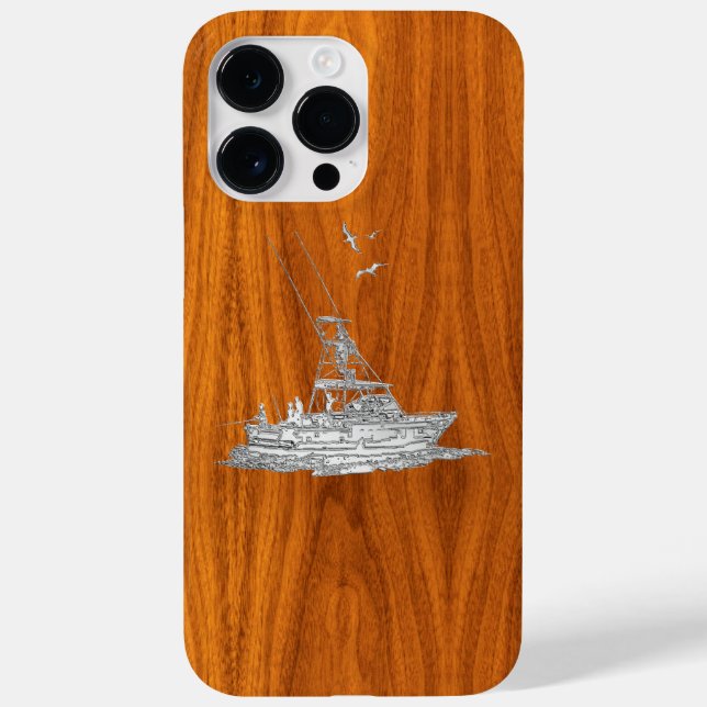 Barco de Pesca de Profundo Chrome em Teak Veneer I (Verso)