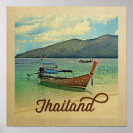 Barco Tailandês Poster Viagens vintage