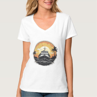 Barco Vintage na camiseta Sunset