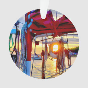 Barcos à vela e Ornamento Acrílico da Ilha Sunse