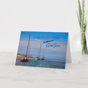 Barcos de navigação no cartão de aniversário d