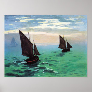 Barcos de pesca monet na Poster marítima