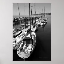 Barcos de vela Poster preto e branco