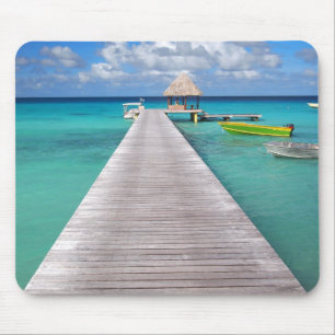 Barcos em um molhe no mousepad pacífico