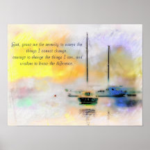 barcos na poster de oração da serenidade do sol