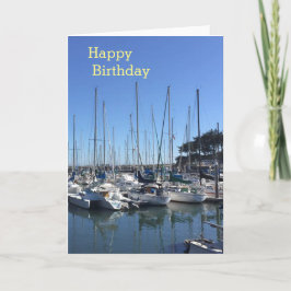 Barcos no cartão de cartões de aniversários feliz