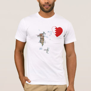 Barém Flag Heart and Map T-Shirt