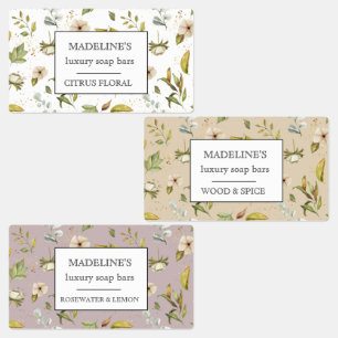 bares de sabão floral pastel adesivo elegante