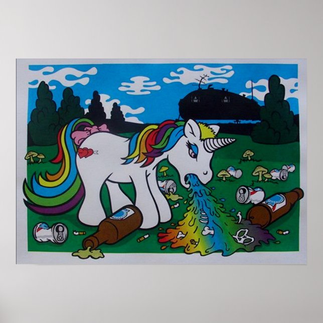 Barfing Unicorn Poster (Frente)