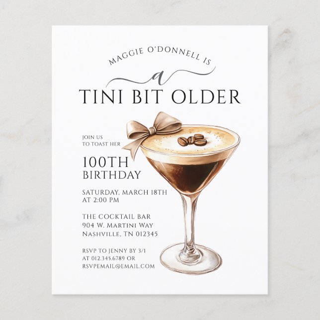 BARGAIN Tini Bit Older Martini 100º Aniversário (Frente)