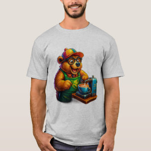 Barista Bear – Camiseta de Amante de Café Fofo