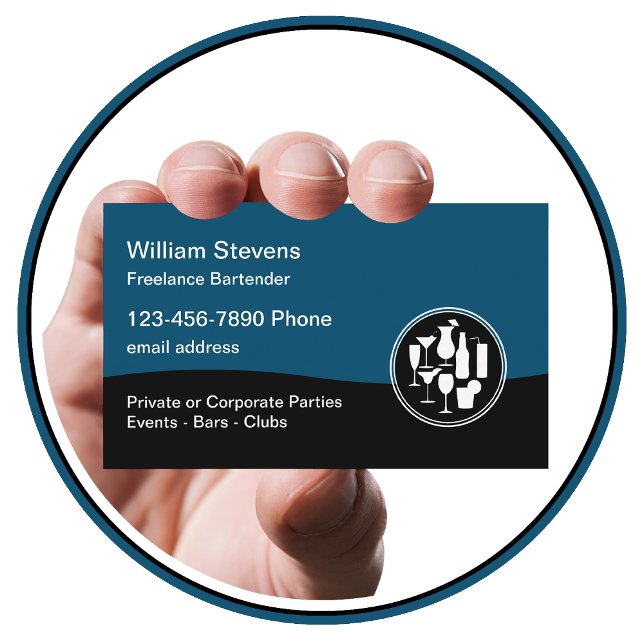 Barman Para Aluguer Cartões de visitas Modernos (Criador carregado)