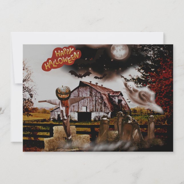 *~* Barn Hay Goblin Spooky Ghost HALLOWEEN CARTÃO (Frente)