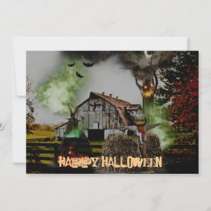 *~* Barn Pumpkins Spooky Ghost HALLOWEEN CARTÃO