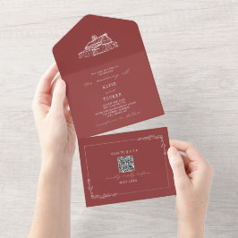 Barn Rustic Fazenda Casamento Vermelho Mudado QR
