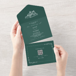 Barn Rustic Fazenda Wedding Emerald QR