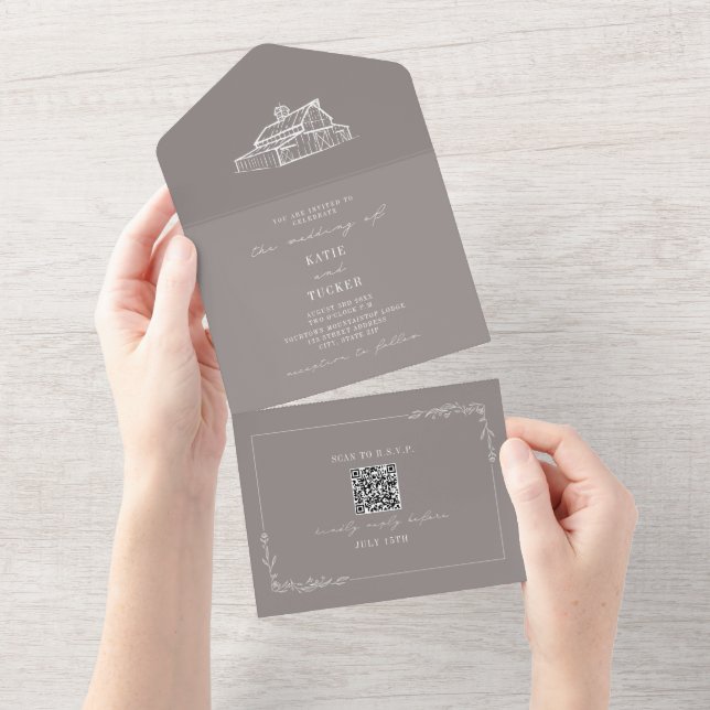 Barn Rustic Fazenda Weding Ametyst Cinza QR (Tearaway)