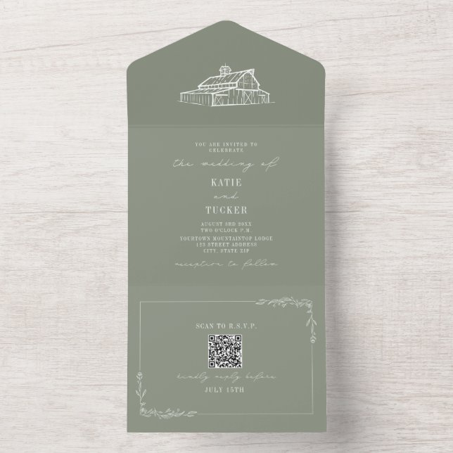 Barn Rustic Fazenda Weding Sage Green QR (Inside)