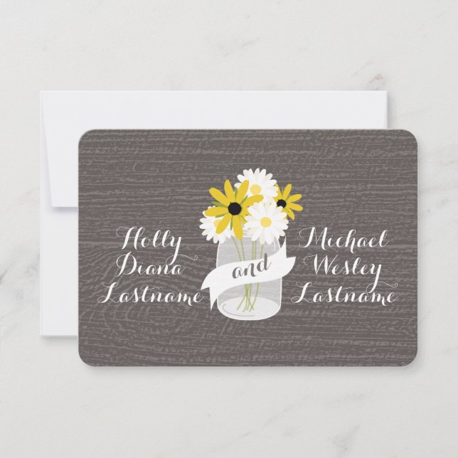 Barn Wood Inspira Mason Jar + Wildflower RSVP (Frente)