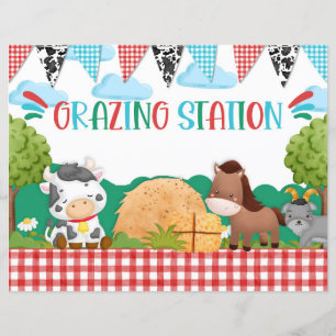 Barn Yard Grazing Station Comida Sinal de Mesa do