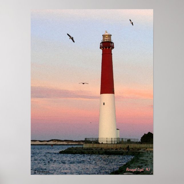 Barnegat Light, Long Beach Island, NJ Poster (Frente)