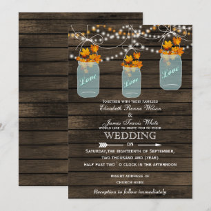 Barnwood, convite de Casamento outono de Mason Rus