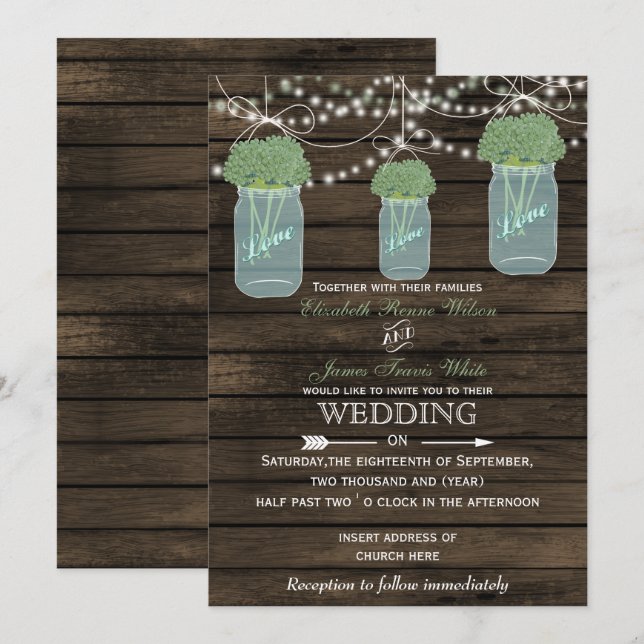 Barnwood, convites para casamento de pedras (Frente/Verso)