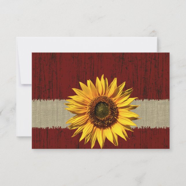 Barnwood e Burlap Sunflower Wedch RSVP (Frente)