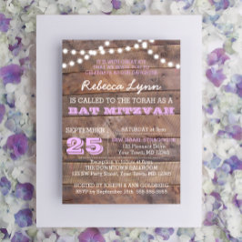Barnwood Lights Lilac Bat Mitzvah Convite